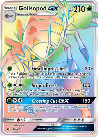 Golisopod GX (Secret) Pokemon • Secret Rare • 148/147 Burning Shadows