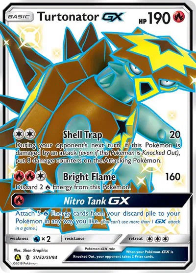 Turtonator GX Pokemon • Shiny Holo Rare • SV52/SV94 Hidden Fates: Shiny Vault