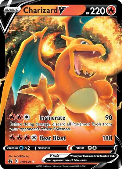 Charizard V Pokemon • Ultra Rare • 018/159 Crown Zenith